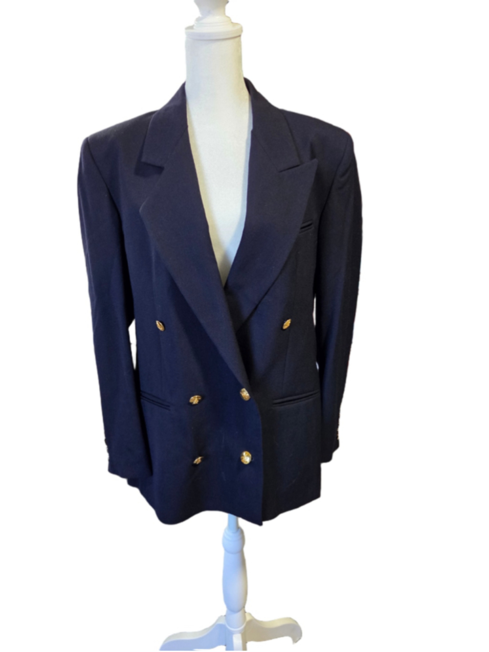 Women's Austin Reed Navy Wool Double-Breasted Blazer, Size 10